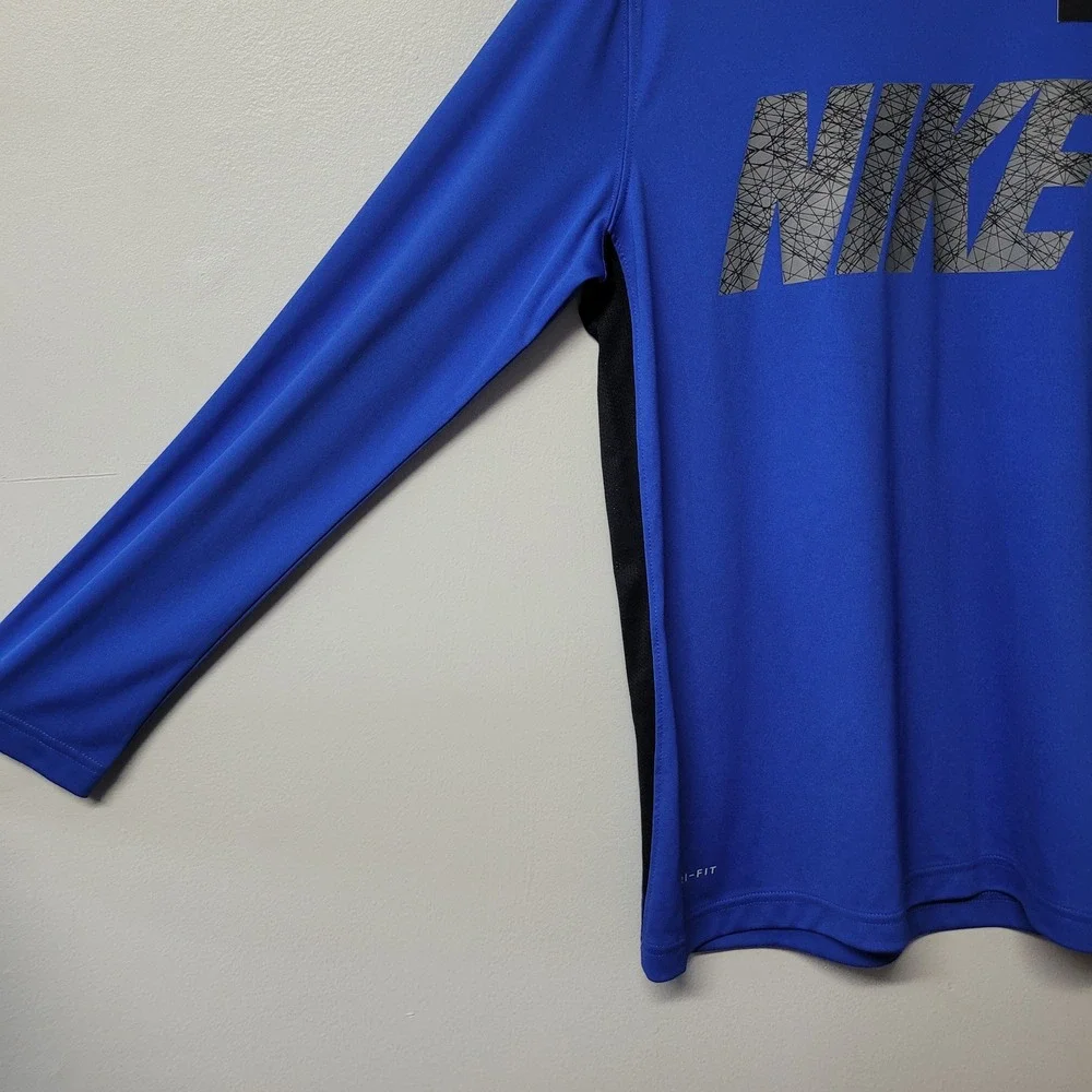 Nike Boys Dri-FIT Training Long‎ Sleeve Shirt Blue Black 888134-480 Sz Large NWT